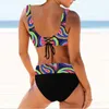 Swimwear femminile 2024 Summer Women Swimsuit Two pezzi Bikini Set da bagno Spazzo da bagno Abstract Printing Female Sexy Overtize Bareggio