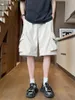 Heren shorts 2024 Zomermode losse casual brede pijpen mannelijke vaste kleur lading dames zakken knie lengte korte broek K140
