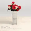 VASI BACCHIZZATO GALVANIZZATO CAMERA DELLA CAMERIA DI IRRO RETRO SPEDIZIONE FLOWER VASE DECORE VINTAGE