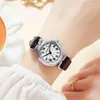 Polshorloges stijl mode dame eenvoudig temperamentleven waterdichte hoogwaardige kleine wijzerplaat vintage bruine riem kwarts horloge