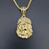 designer necklace Jewelry Hiphop Titanium Steel Gold Plated Diamond Sideface Jesus Necklace Pendant