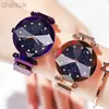 Relógios de pulso senhoras magnéticas céu estrelado relógio de luxo assiste moda diamante feminino quartzo relógio feminino zegarek damski d240417