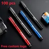 PCS /Lot Metal Signature Pen Aangepast logo Laser graveren zwart 0,5 mm koolstof high-end gelfabrikant groothandel