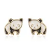 Stud -oorbellen Real 925 Silver Animal Cute Panda 18K Gold Poled Epoxy voor vrouwen charme fijne sieraden minimalistische accessoires