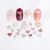 10pcs 3d coeur nail art charmes avec strass de cristal, coeur accessoires de perles de clous pour la Saint-Valentin, bijoux en alliage à clous pour salon de manucure de bricolage