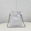 10A Mirror Quality Luxury designers bag Mini Bucket Bags 25.6 handbag 34cm shopping bag Calfskin Quilted Tote Black Purse Womens Shoulder Silver Chain Bag With Box