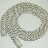 Оптовая 14 -мм ледяная модная мода хип -хоп мужские ювелирные изделия кубинская связь VVS Moissanite Diamond Miami Chain 925 Серебряное ожерелье