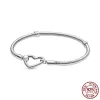 Bracelets Snake Chain Heart Buckle Bracelet 925 argent sterling ajustement pour les charmes de marque bracelet bricolage fine bijoux faisant des femmes cadeaux