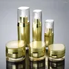 Lagringsflaskor 15 ml Guld akrylflaskserum/lotion/emulsion/foundation/blekning toner flytande essens kosmetisk packning plast