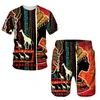 Afrykańskie stroje dla mężczyzn afrykańskie ubrania dla mężczyzn 2 -częściowy zestaw dresowy styl etniczny Dashiki koszulki krótkie koszulki krótkie krótkie koszulki 240417