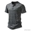 Camisetas masculinas Novo verão masculino treinamento de manga curta camiseta casual henry pesco
