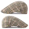 Berets Casual Plaid Hats Мужчины Berets Summer Herringbone Newsboy Cap Women Vintage Flat Ivy Hats Cotte Thin Golf Driv