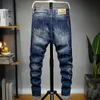 Jeans masculinos 2022 Moda Casual Dot Craft Little Pets Skinny Jens Men arranhou o buraco azul de jeans da maré Delive Dhnd0