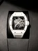 Watch Designer Swiss Automatic Watch Skeleton White Ceramic RM055 Bon état