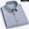 Heren -jurken shirts 5xl korte mouw mannelijke bamboe vezel soft business solide heren formeel shirt geen pocket comfotable coole reguliere fit