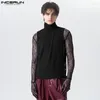 Tanques masculinos Incerun Men Men Turtleneck Lace Up Setreetwear Vests 2024 Split Fashion Moda Solid Color Casual S-5xl