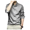 Men's Dress Shirts Luxurious Long Sleeve Shirt 2024 Spring Summer Ice Silk Business Top Wrinkle-resistant Non-iron Solid Men Clothing