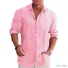 Men's T-Shirts Cotton Linen Autumn Hot Selling Mens Long Sleeve Shirt Solid Color Casual Style Plus Size Mens Casual Linen Shirt