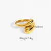 Stainless steel chunky ring lady adjustable cross-cut jewelry finger rings for birthday gift gold silver color