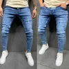 QL2N Herrarna Jeans Nya herr Sweatpants Sexiga Hole Pants Casual Autumn Man Ripped Skinny Stretch Trousers Slim Biker Blue Pencil S-3XL D240417