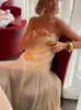 Elegantes Patchwork -Gurt -Netzkleid für Frauen vor Schulter rutschloser langer Kleider weibliche Strandparty Frau Robe 240411