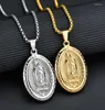 Pendant Necklaces European And American -selling Retro Virgin Mary Folded Hands Necklace Embossed Portrait Stainless Steel Jewelry
