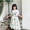 Robes de fille gaoding vêtements pour enfants set de mode d'été fille bébé anglaise à manches courtes t-shirt imprimées fleur demi-jupe