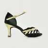 Scarpe da ballo da sala da ballo da donna latino bdsasa bd 2329 nero oro nero morbido indossare tallone danzante anticrido