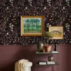 Black Crush Floral PVC Papel de parede PVC Flores escuras Folhas Renovação de móveis Adesivos