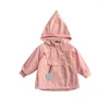 Vestes Kids for Girls Fashion Casual Solid Hooded Coats Blazer Spring Automne Aprofproof Sweet Windbreaker 0-10year