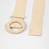 Belts Wide Pin Buckle Bohemian Handmade Woven Solid Color Waist Belt PP Grass Skirt Accessories Dress