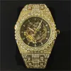 Armbanduhren Luxus Automatic Mechanical Watch Men Hip Hop Brand Missfox Steel Full Iced Diamond Jewelry Gold Armbandwatch Fashion Man 2023 New D240417