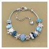 Beaded Strands Blue Magic Beads Bracelet 925 Starfish Turtle Pendant As A Diy Jewelry Gift Drop Delivery Bracelets Dhol4