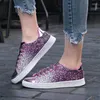 Zapatos casuales zapatos metálicos para mujeres encaje lentejuelas de zapatillas deportivas al aire libre 2024 diseñador de ocio skate de costura