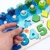 Barn montessori matematik leksaker för småbarn utbildning träpussel fiske leksaker nummer form matchande sorter spel brädet leksak gåva 240403