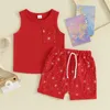 Set di abbigliamento Born Boys Born Boys 4 luglio Outfit Star Star Tops con pantaloncini elastici Shorts per bambini