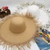 Sun del cappello da donna fatto a mano con grandi ampie ormeggi per ragazze di alta qualità Rafia Panama Beach Vacation 240415