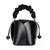 Totes UBELLIN 2024 Mini Bucket Bag Women Solid Genuine Leather Ladies Crossbody Bags Flower Shape Luxury Tote Handbags Purses