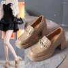 Dress Shoes High Heels Women's 2024 Spring Outwear Professional Single Thick British Style Small Leather