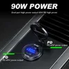 새로운 업그레이드 알루미늄 90W 듀얼 자동차 USB 충전기 소켓 12V/24V 콘센트 어댑터 방수 충전 4.0 PD 보트 SUV 세단 RV