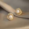 Earrings geometric whirlpool shape pearl Earrings for woman exquisite fashion jewelry party luxury accessories Earrings 230831