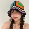 2024 Colorful Knitted Hat New Women Girl Handmade Crochet Bucket Hats Y2k Fashion Summer Beach Hat Korean Hollow Knitted Hat 240415