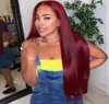 2020 NYA Bourgogne Red Human Hair Wig 13x6 Deep Part Wig Glueless Preplucked With Baby Hair Silk Straight 99J Brasilian Remy Hair5239469