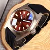 Relógio de aço Mechanical Watch Homem Japão Japão NH35 Dome Sapphire Waffle Band 20Bar Relógio à prova d'água