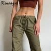 Women's Jeans Y2k Low Rise Straight Cargo Pants Casual Drawstring Green Panelled Mom Women Streetwear Lace Up Baggy Wide Leg Sweatpants