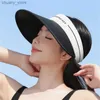 Visors New Style Womens emptop 모자 여름 선수/UV 보호 야외 레저/패션 선 모자 한국어 스포츠 Y240417