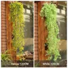 Dekorativa blommor 2 PCS Artificial Golden Willow Bell Wall Hanging Fake Plant Decoration Plastic Faux Vines for Home Garden Balcony