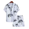 Men's Tracksuits Loose Fit Men Outfit Summer Casual Coconut Tree Print Shirt Shorts Set With Elastic Drawstring Waist Hawaiian For Beach