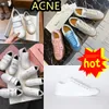 2024 Designer Luxury Acne Smiling Face Women's White Pink Blue Shoes Flat Bottom Shoes Thick Sole Leather Sports Casual Shoes Studios Gai Låg Prisstorlek 35-40