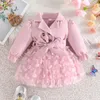 Девушка платья Prowow 3-24M Baby for Girls Sweet V-образное лоскутное платье бабочка платье принцесса рождена детская одежда